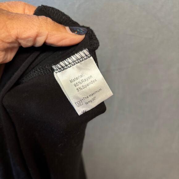 Grecerelle Black Short Sleeve V-Neck Maxi Dress with Pockets Casual Boho Chic - Picture 4 of 14